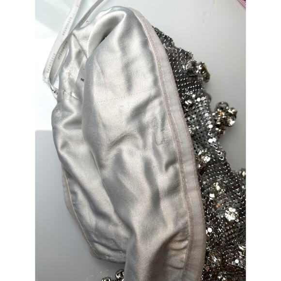 Retrofete Kauren Crystal Embellished Chainmail Crop Top Size Small - Picture 10 of 13